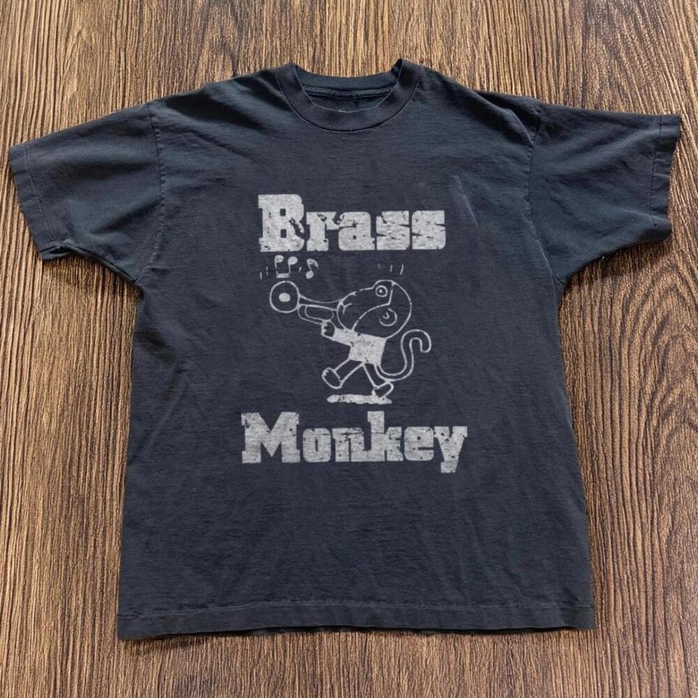 Gildan Men Black T-Shirt, Brass Monkey Black Graphic Tee